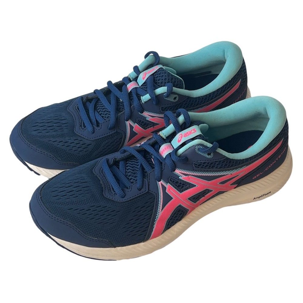 Asics Gel Contend 7 Running Shoes Womens Size 9 Blue/pink, Like new!